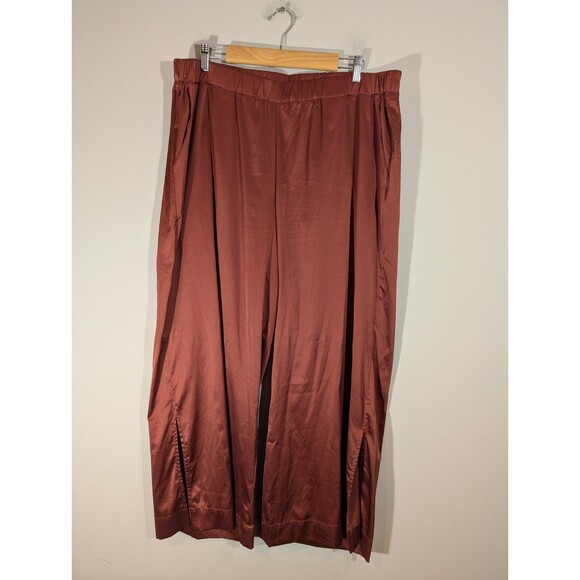Express Womens Sleepwear Pull on Satin Wide Leg Pants Sz XL Luxe Mob Wife Mature - Picture 1 of 7
